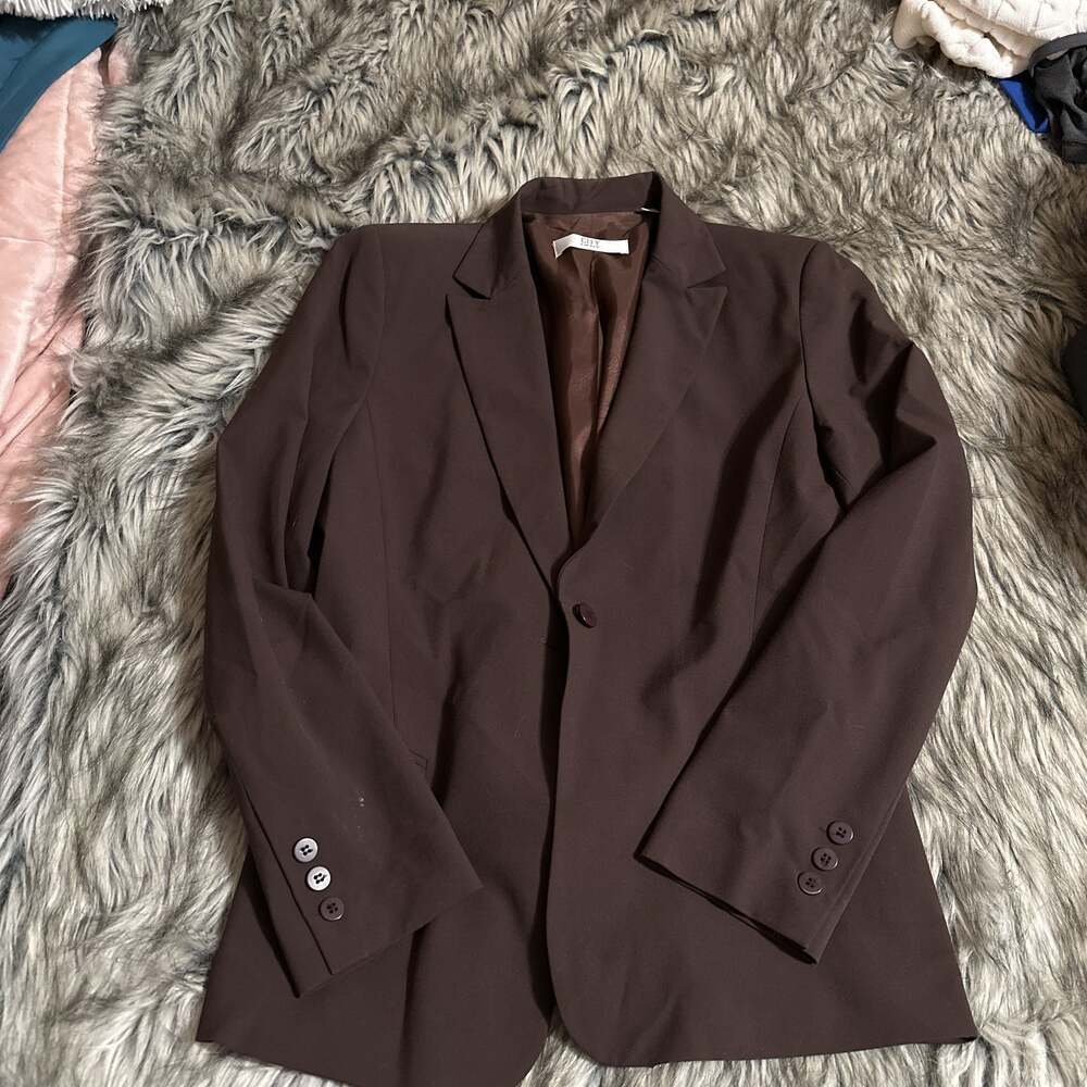 DKNY City Brown Blazer Suit Jacket Career Top Size 12